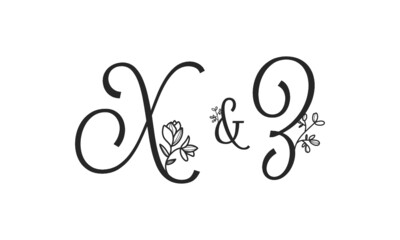 X&Z floral ornate letters wedding alphabet characters