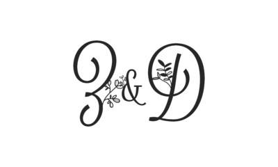 Z&D floral ornate letters wedding alphabet characters