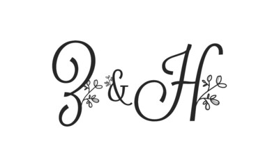 Z&H floral ornate letters wedding alphabet characters