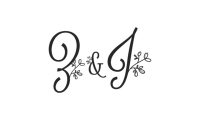 Z&J floral ornate letters wedding alphabet characters