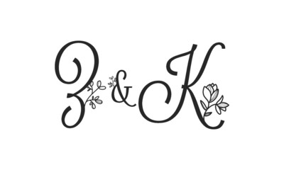 Z&K floral ornate letters wedding alphabet characters