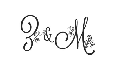 Z&M floral ornate letters wedding alphabet characters