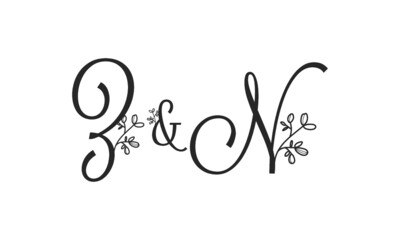 Z&N floral ornate letters wedding alphabet characters