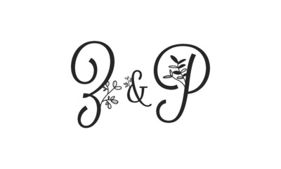 Z&P floral ornate letters wedding alphabet characters