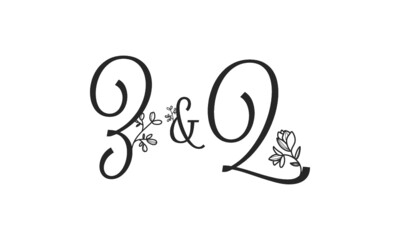 Z&Q floral ornate letters wedding alphabet characters