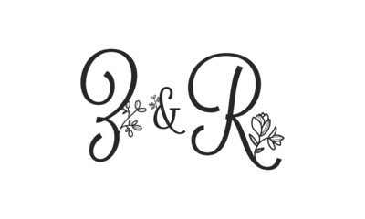 Z&R floral ornate letters wedding alphabet characters