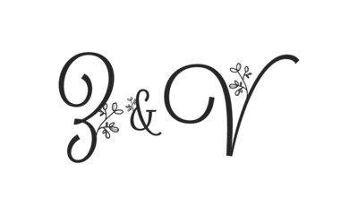 Z&V floral ornate letters wedding alphabet characters