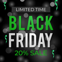 black friday sale elegant banner design in green color