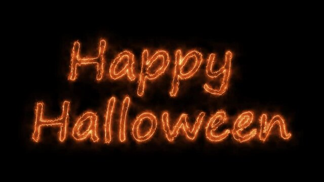 Happy Halloween Text Animation fire effects 4k video