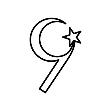 turkey star and crescent moon, line style
