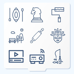 Simple set of 9 icons related to recreation