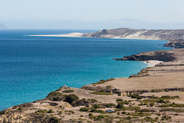 Fototapeta na wymiar Landscape view of the beach on Santa Rosa Island during the day in Channel Islands National Park (California).