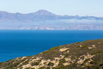 Landscape view of the beach on Santa Rosa Island during the day in Channel Islands National Park (California).