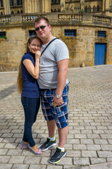  A couple of young people have fun on the streets