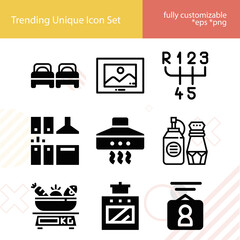 Simple set of dwelling related filled icons.