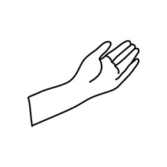 icon of open hand, line style