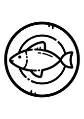 Fish On Plate Flat Icon Isolated On White Background
