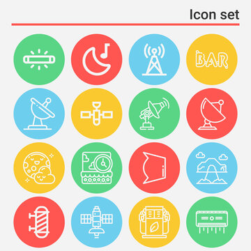 16 pack of beam  lineal web icons set