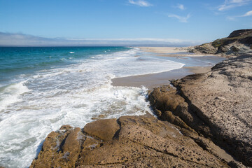 Landscape view of the beach on Santa Rosa Island during the day in Channel Islands National Park (California).
