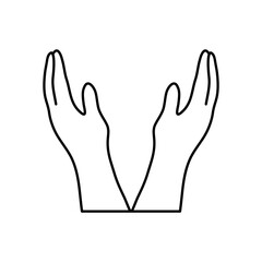 open hands icon, line style