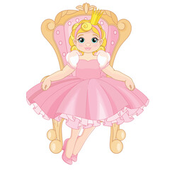 Beautiful Baby Girl Sitting On A Throne