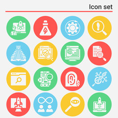 16 pack of probe  filled web icons set