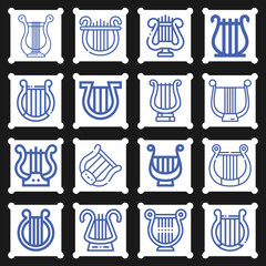16 pack of lyre  lineal web icons set