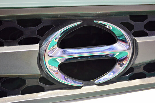 Hino emblem at Philauto bus and truck show in Pasay, Philippines