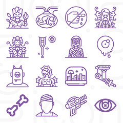 16 pack of spinal  lineal web icons set