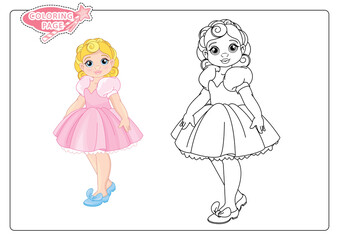 Beautiful Baby Girl coloring page on white background