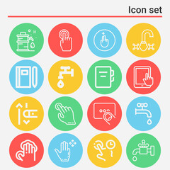 16 pack of tapping  lineal web icons set
