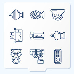 Simple set of 9 icons related to ironware