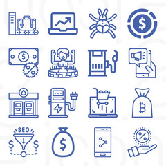 16 pack of price  lineal web icons set