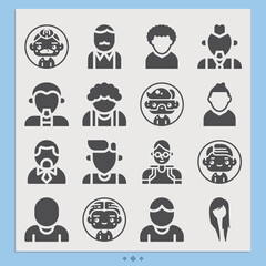 Simple set of teenage related filled icons.