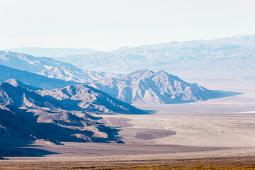 Beautiful landscape view of the mountains and rough terrain of Death Valley National Park in California.