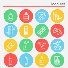 16 pack of sticks  lineal web icons set