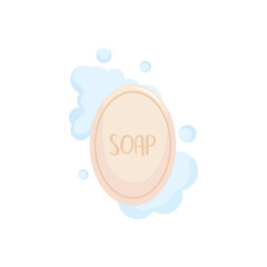 foamy soap bar icon, flat style