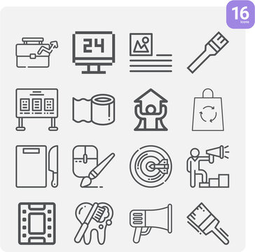 Simple set of advertisement related lineal icons.