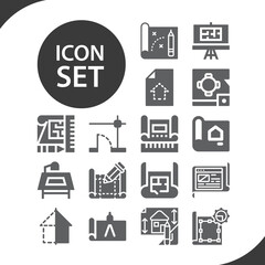 Simple set of blueprint related filled icons.