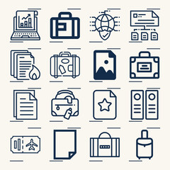Simple set of passport related lineal icons.