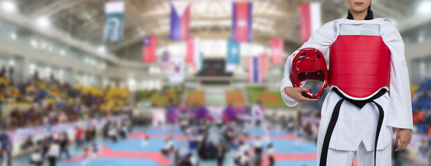 Banner sign World tournament sport competition of Taekwondo Karate gear © Jade
