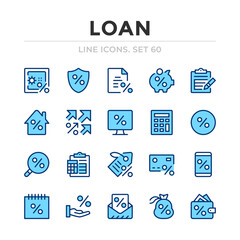 Loan vector line icons set. Thin line design. Outline graphic elements, simple stroke symbols. Loan icons