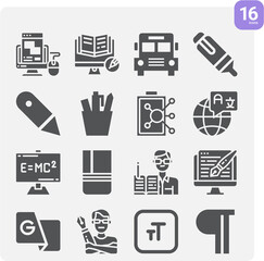 Simple set of translator related filled icons.