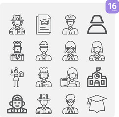 Simple set of ordained related lineal icons.