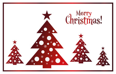 merry christmas card with christmas trees