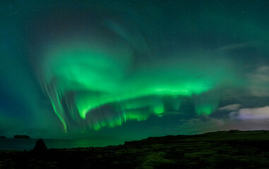 Fototapeta na wymiar Aurora over Vestmannaeyjar 23.10.2020 no.III