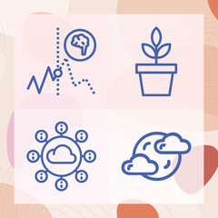 Simple set of forecast related lineal icons