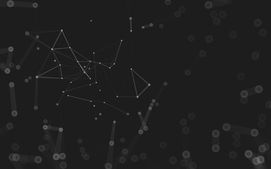 Abstract background. Molecules technology with polygonal shapes, connecting dots and lines. Connection structure. Big data visualization.