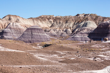 Landscape view of the beautifully colorful mounds in Petrified Forest National Park (Arizona).