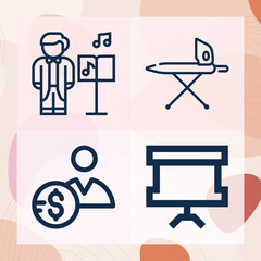 Simple set of chairman related lineal icons